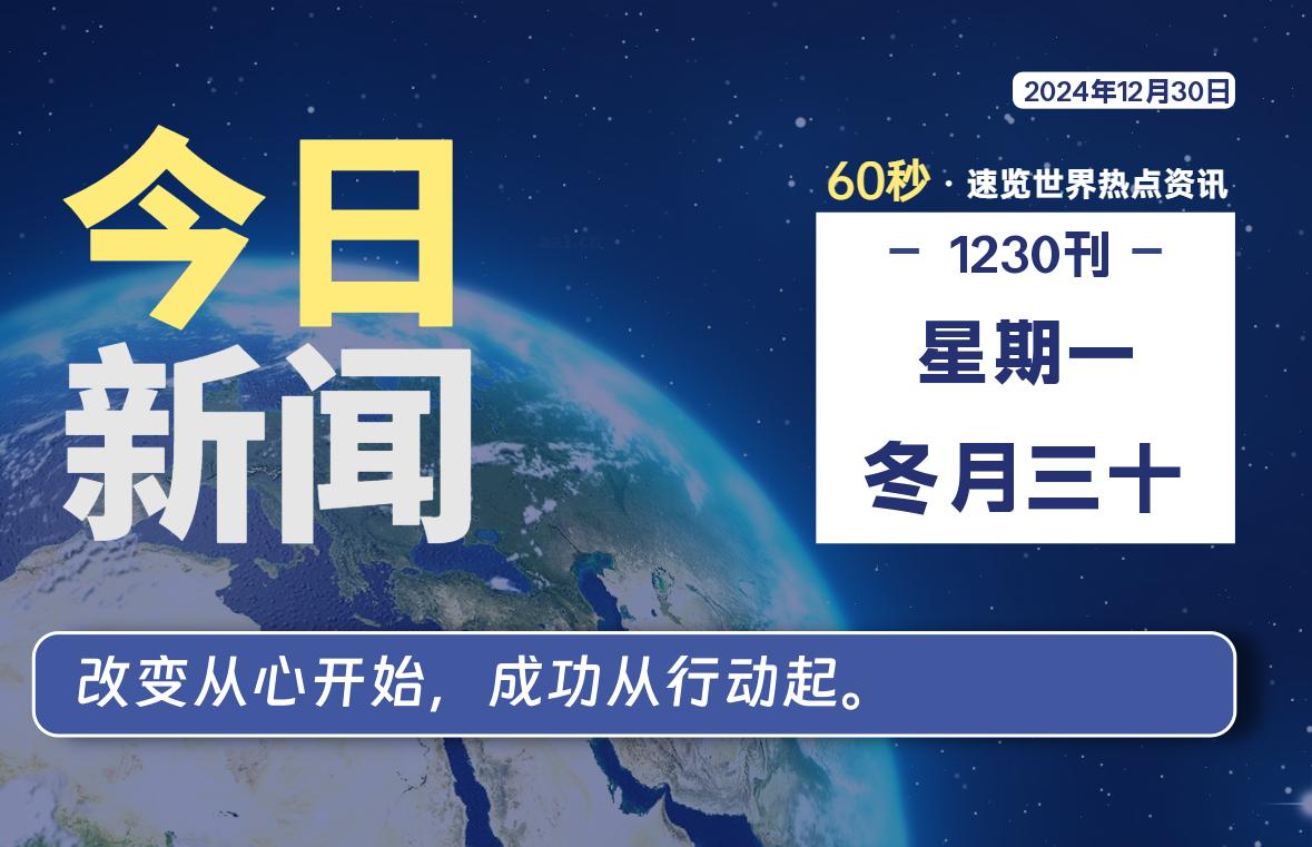 12月30日，星期一, 每天60秒读懂全世界！-墨嘉咨询